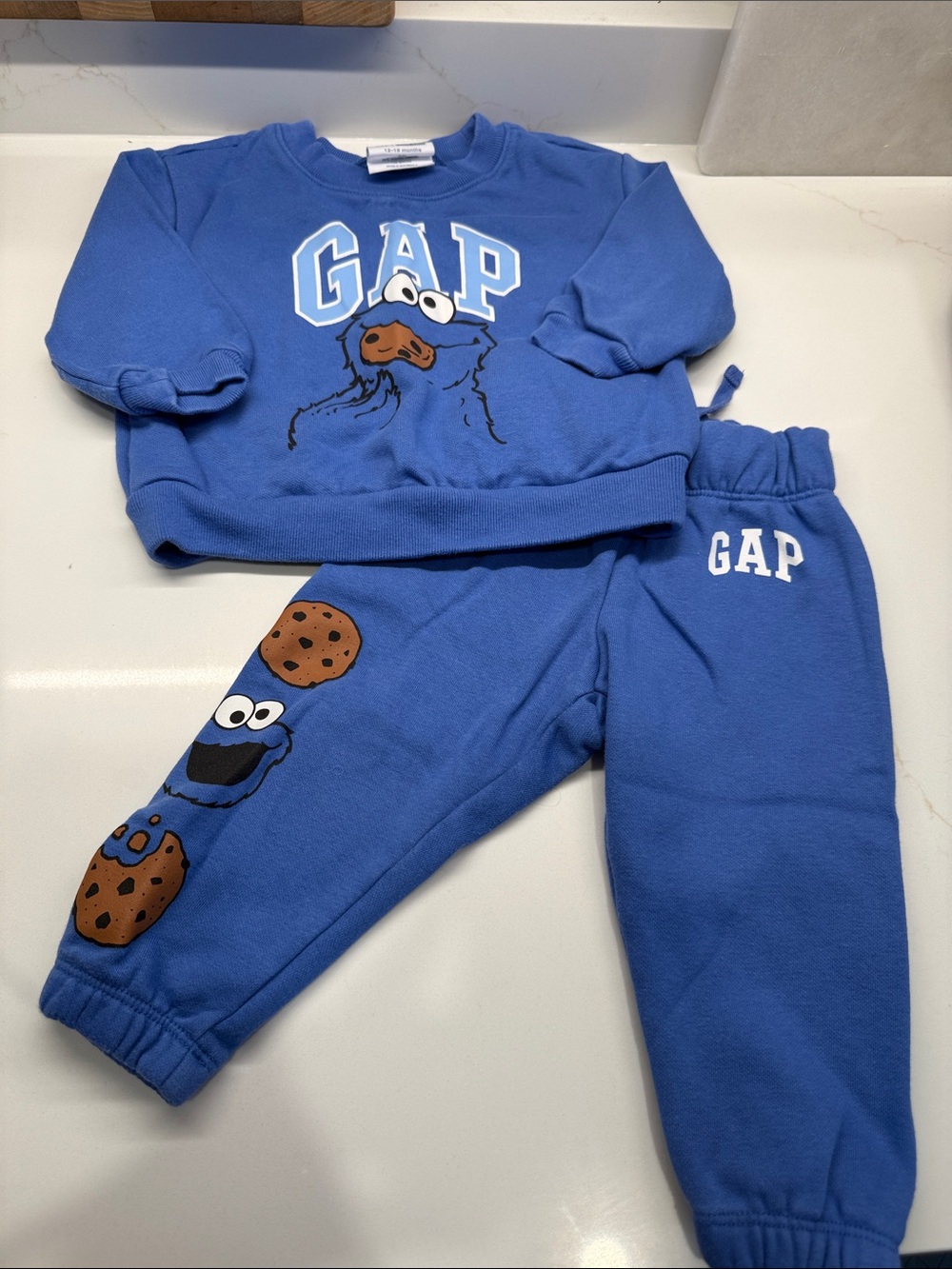babyGAP + Sesame Street Blue Cookie Monster Sweatshirt and Joggers Set, 12-18mo